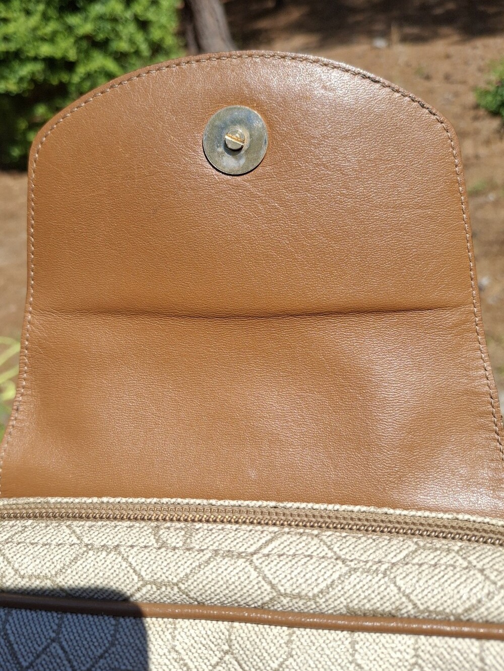 Vintage 80s Christian Dior Cream Coated Canvas & Brown Leather Crossbody Bag COA - Picture 11 of 16